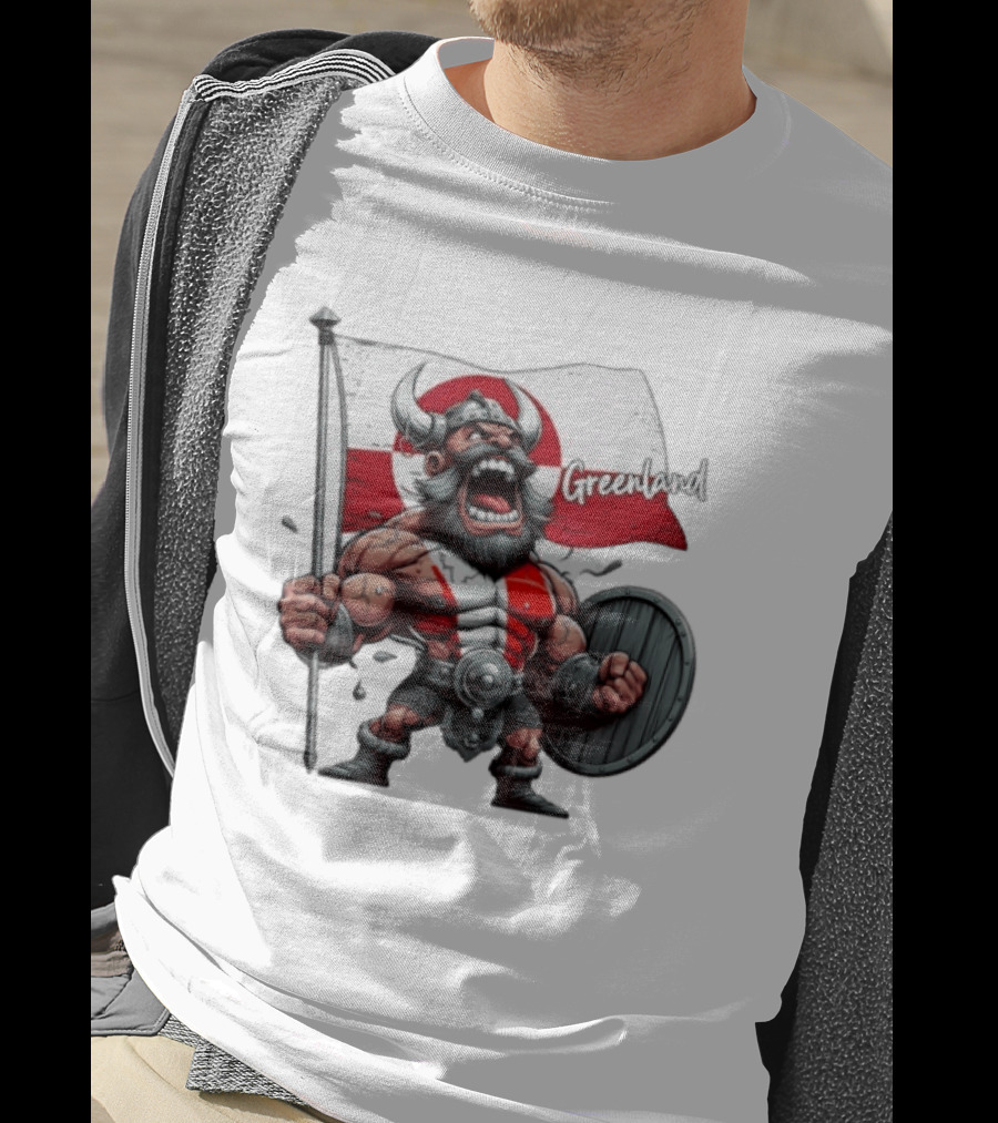 Greenland Viking Warrior Holding Shield And Flag T-Shirt