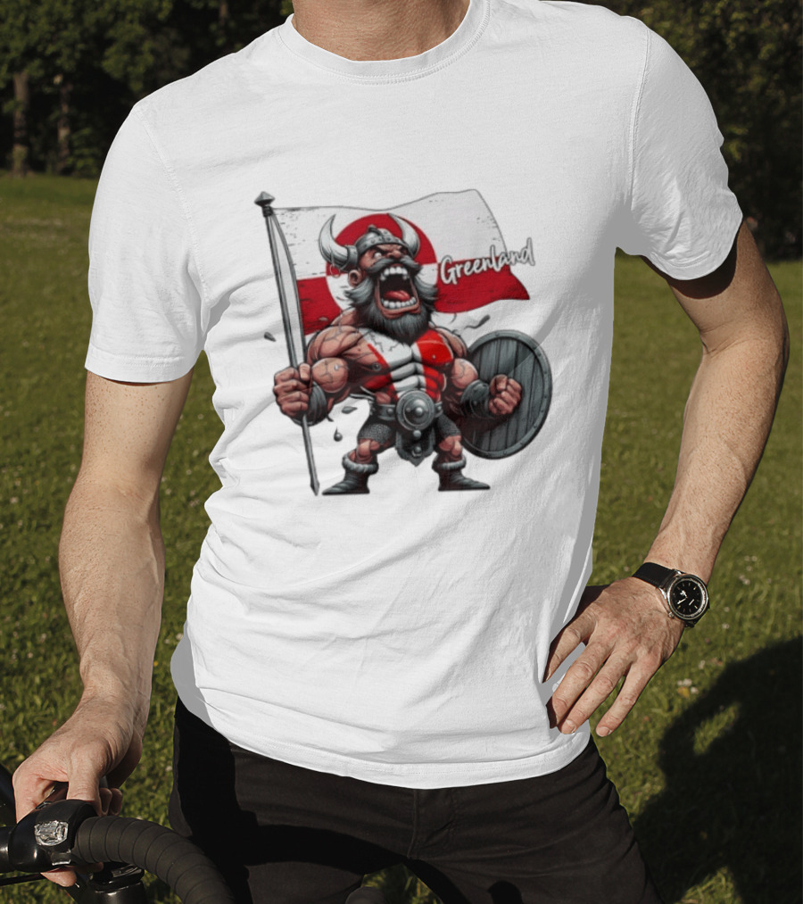 Greenland Viking Warrior Holding Shield And Flag T-Shirt