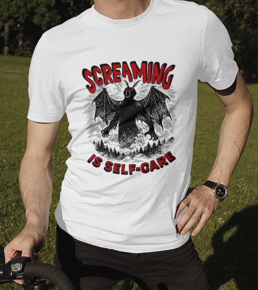 Screaming Is Self Care Mothman Meme T-Shirt