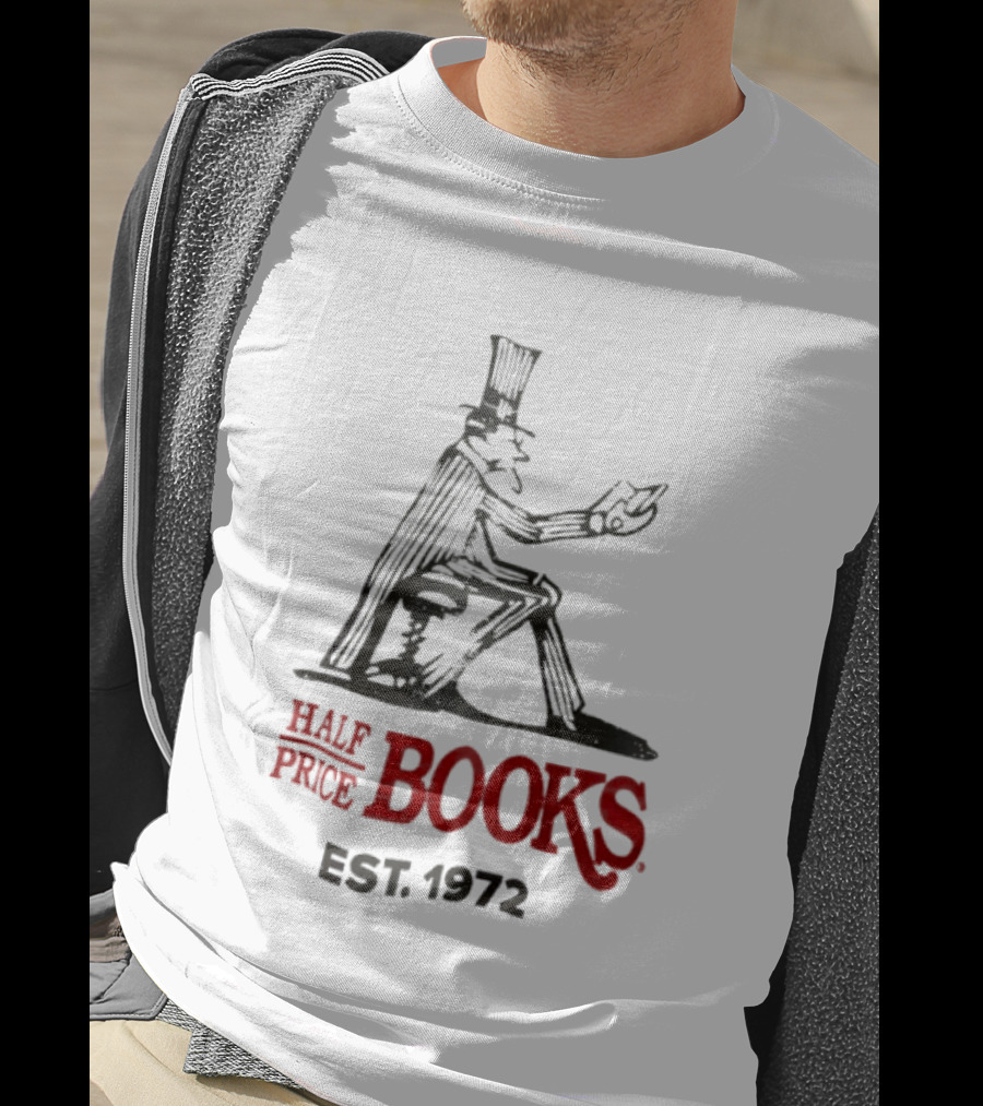 Half Price Books Est 1972 Vintage Gentleman Reading T-Shirt