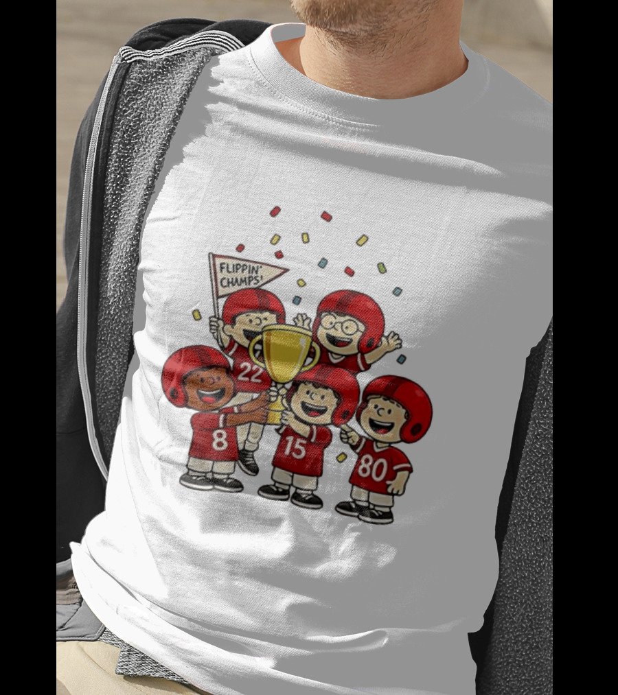 Peanuts Flippin' Champs Football Team Celebration With Trophy T-Shirt