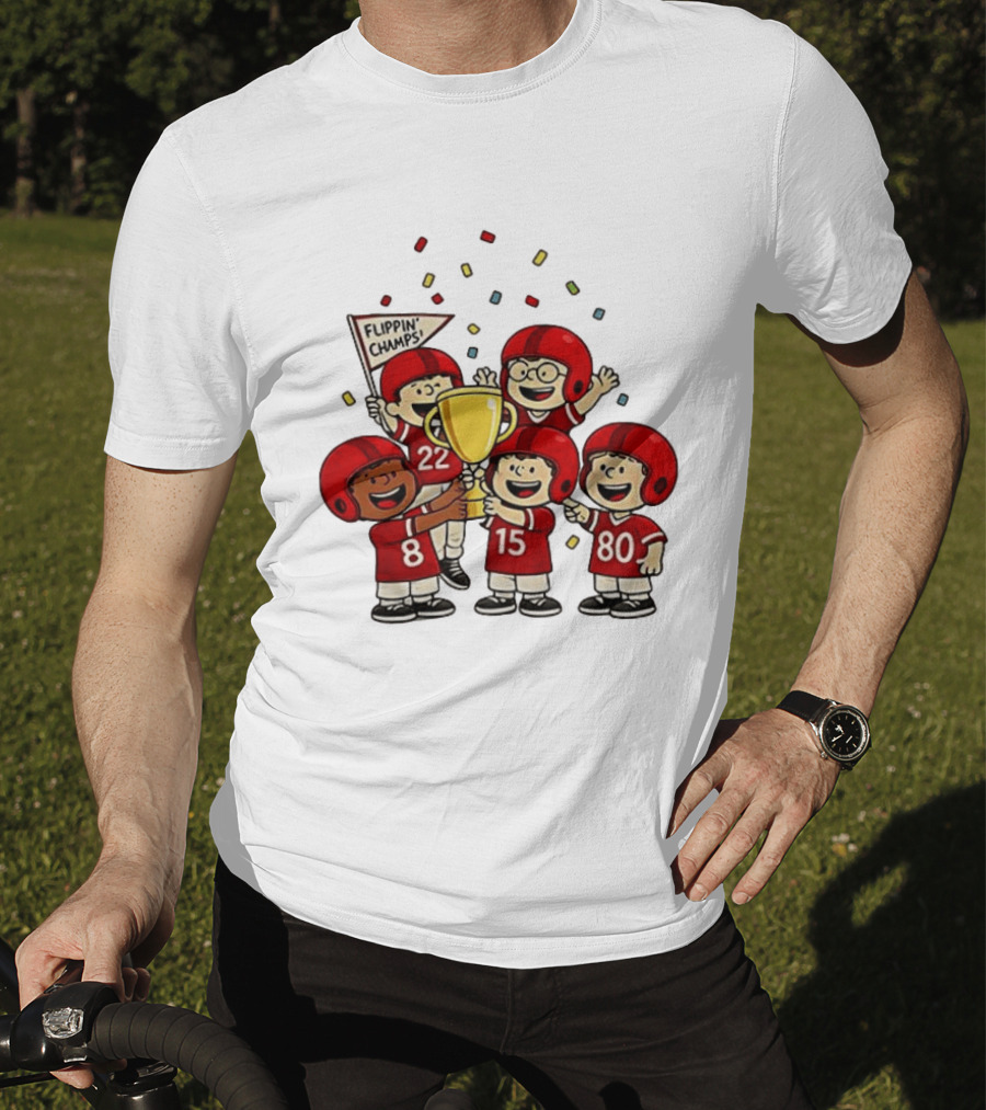 Peanuts Flippin' Champs Football Team Celebration With Trophy T-Shirt
