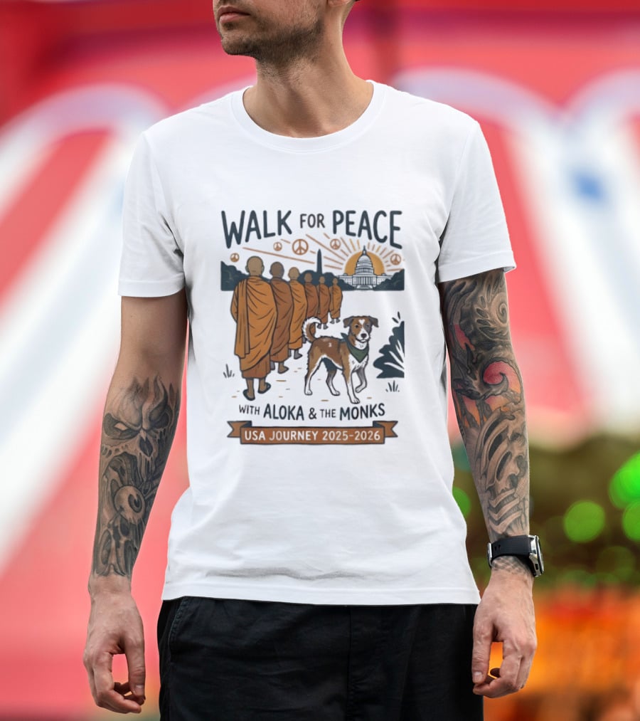 Walk For Peace With Aloka And The Monks USA Journey 2025 2026 T-Shirt