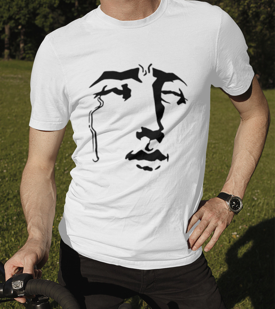 Crying Anime Meme Face Expression Black Line T-Shirt