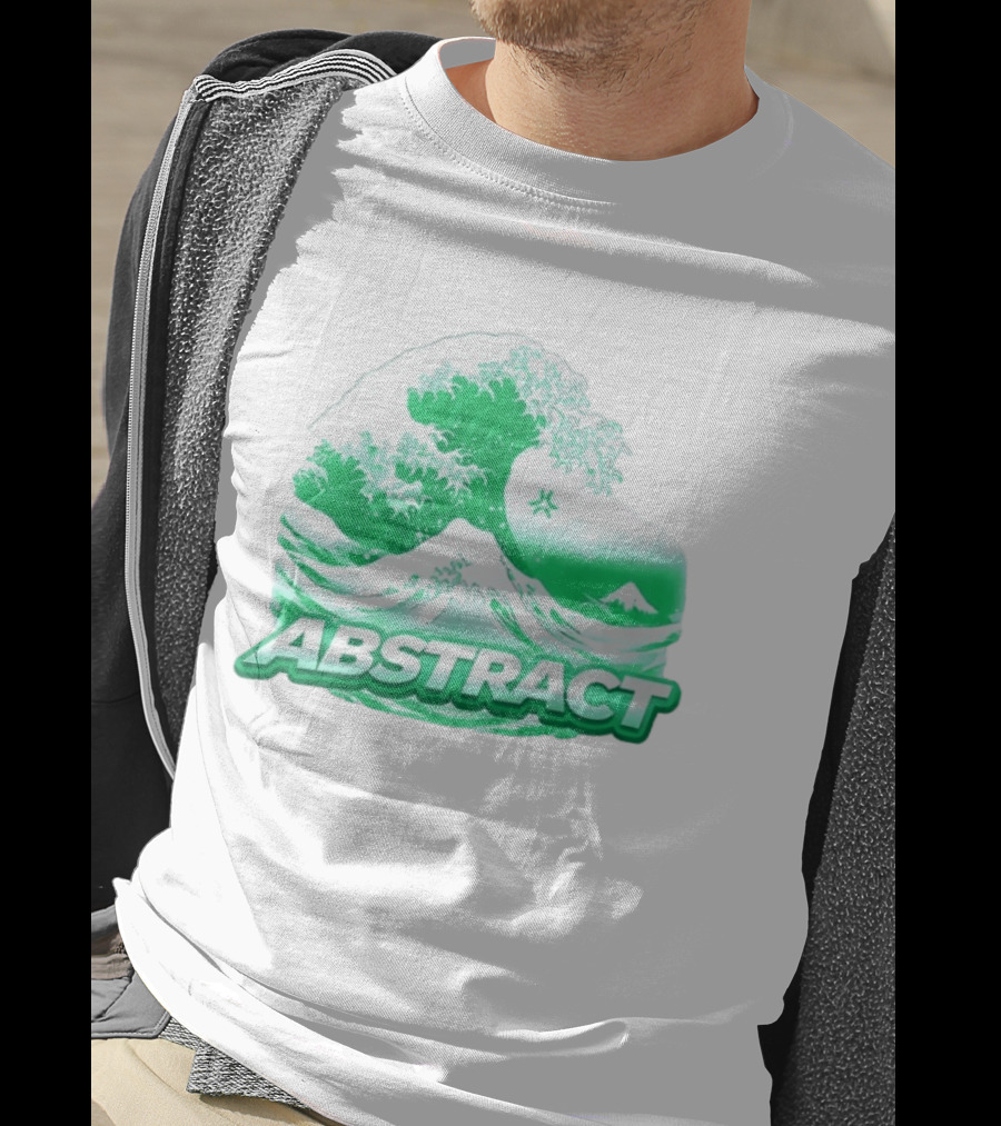 Abstract Green Wave Japanese Art Style Ocean Scene T-Shirt