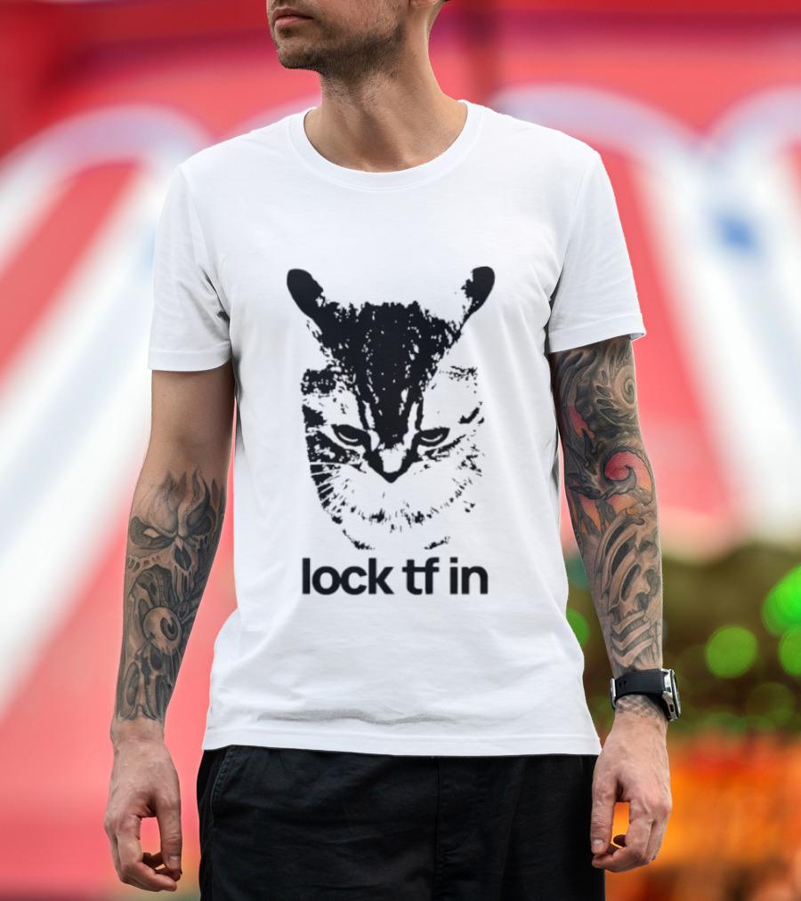 Lock TF In Cat Black Silhouette Image T-Shirt