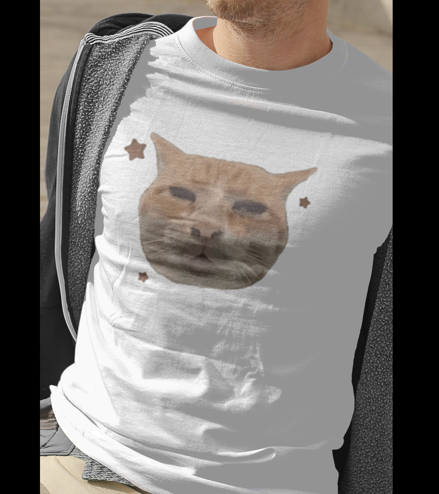 Huh Stoned Cat Meme Funny Feline Face Stars Comedy T-Shirt