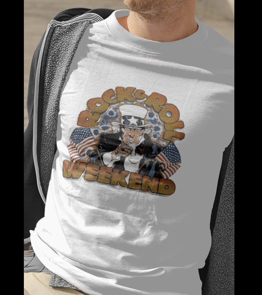 Rock And Roll Weekend Uncle Sam Ozzy Osbourne Tribute With American Flags T-Shirt