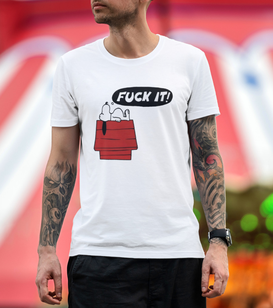 Snoopy Fuck It Relaxing On Doghouse Peanuts Humor T-Shirt