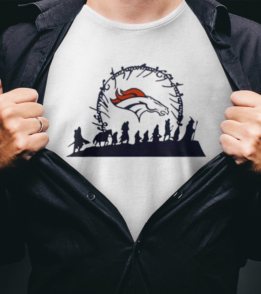 Riders Of Rohan Meet Denver Broncos Fellowship Middle Earth Meta T-Shirt