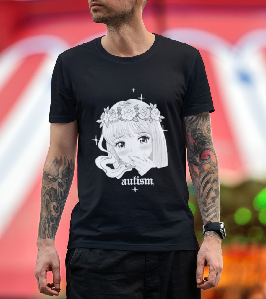 Autism Anime Girl Smoking Flower Crown Aesthetic T-Shirt