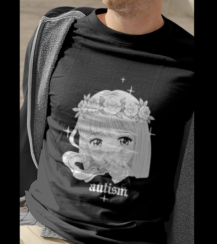 Autism Anime Girl Smoking Flower Crown Aesthetic T-Shirt