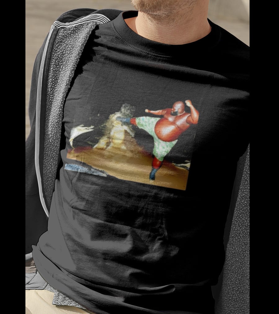 Black Guy Kicking Crocodile T-Shirt