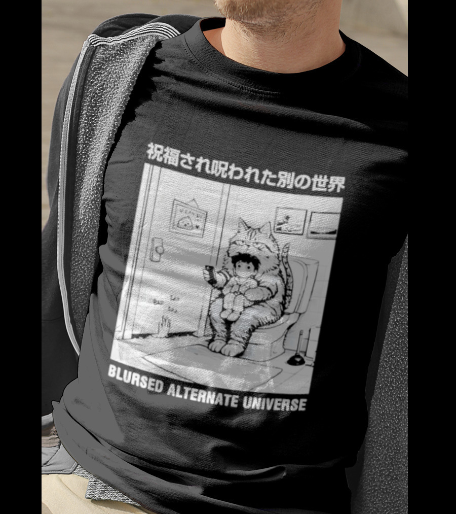 Blursed Alternate Universe Cat Lover Japanese T-Shirt