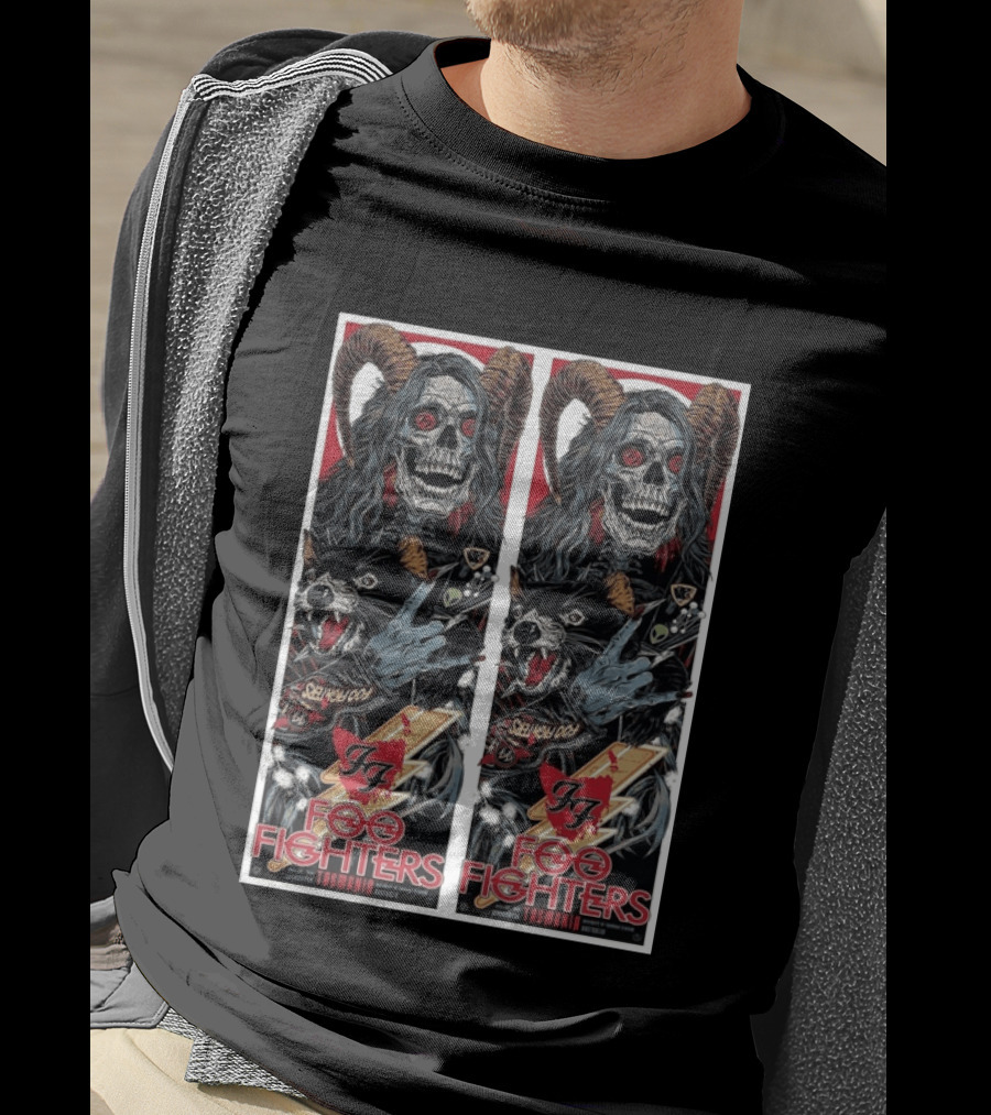 Foo Fighters UTAS Stadium Tasmania 2026 Event With Skull And Wolf T-Shirt