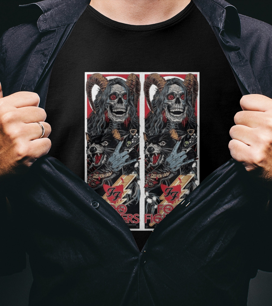 Foo Fighters UTAS Stadium Tasmania 2026 Event With Skull And Wolf T-Shirt