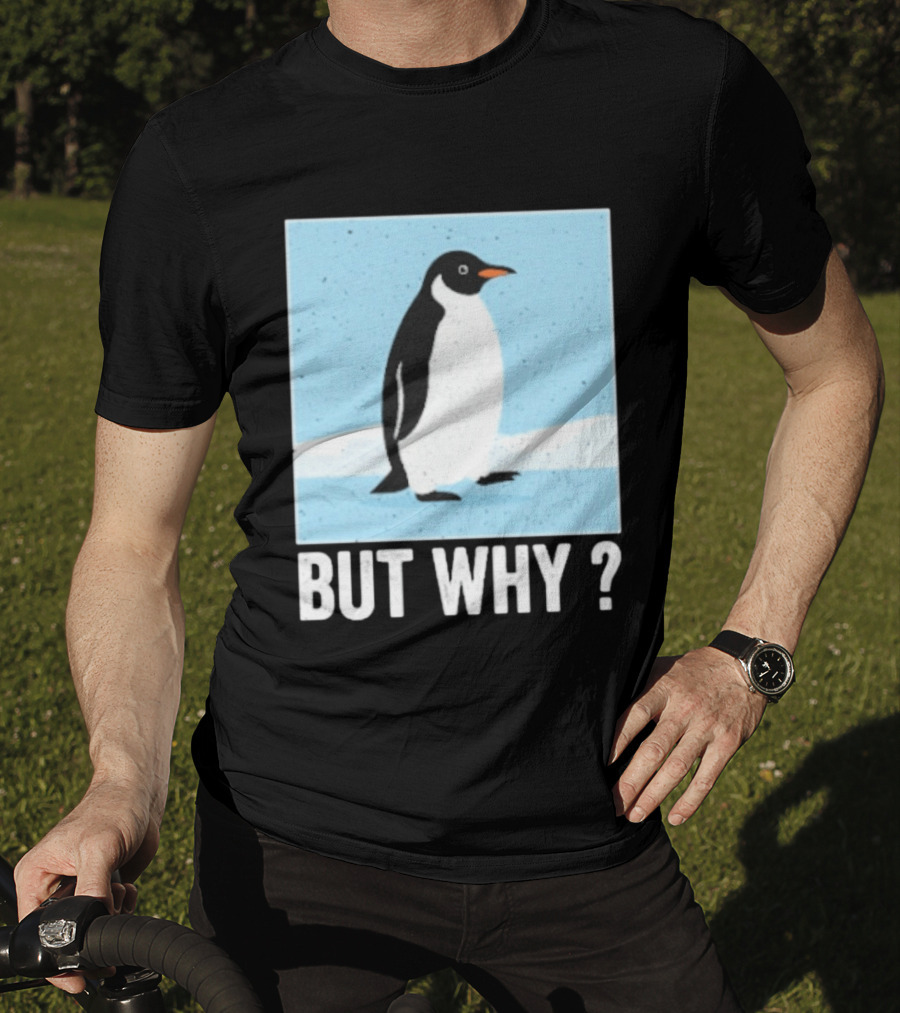 Penguin But Why Humor Motivational Towards Mountains T-Shirt