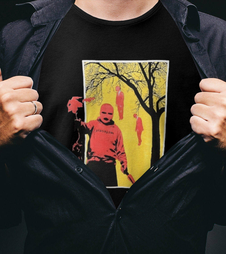 Glassjaw Save Plant A Tree Red Masked Figure With Hanging Figures And Tree T-Shirt