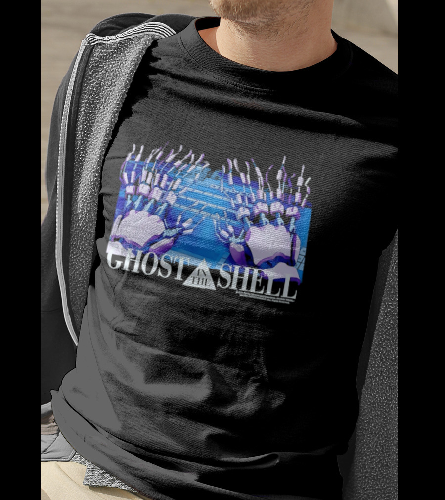 Holographic Robotic Hands Ghost In The Shell 1999 Cyber Tech T-Shirt