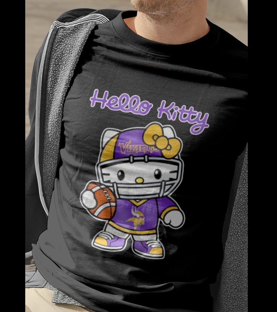 Hello Kitty Minnesota Vikings Football Fan Art Collaboration T-Shirt