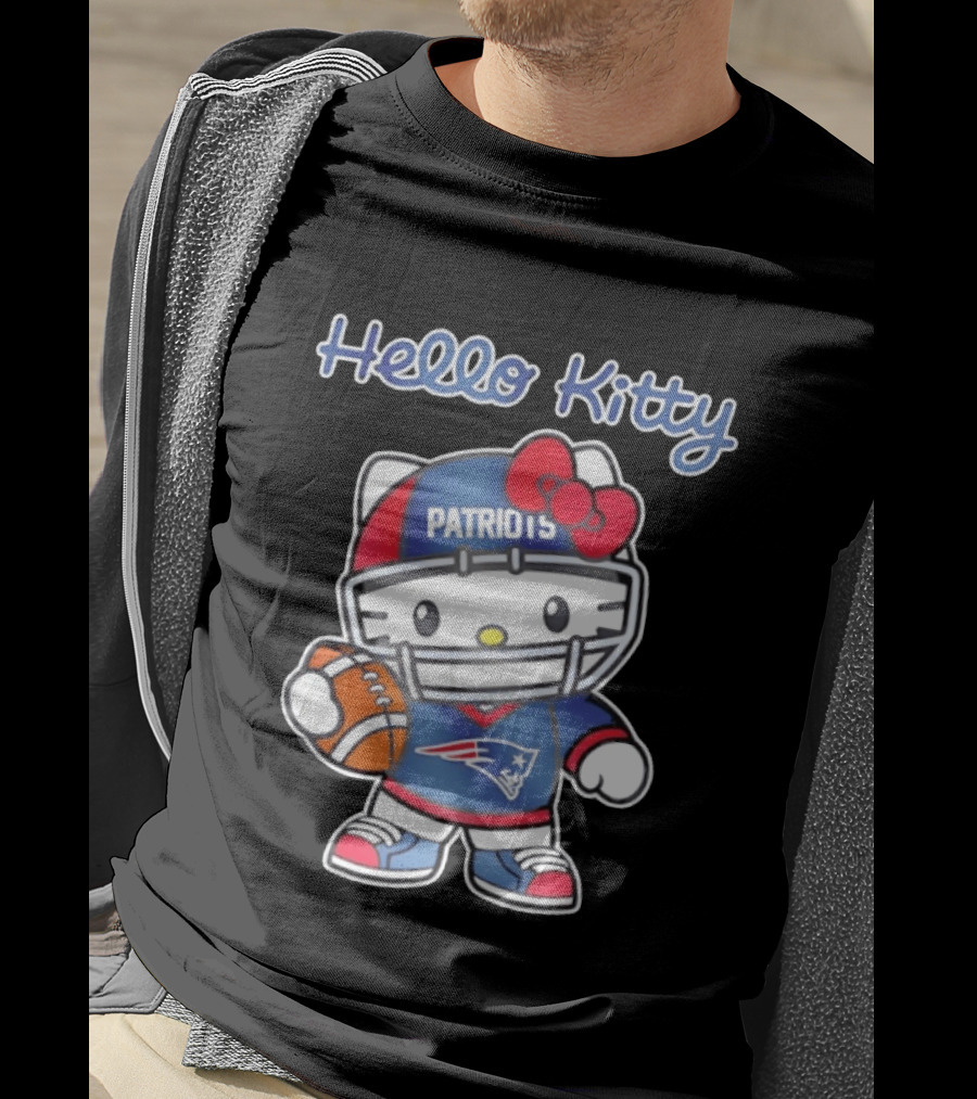 Hello Kitty Patriots Football Collaboration NFL Fan Collection T-Shirt
