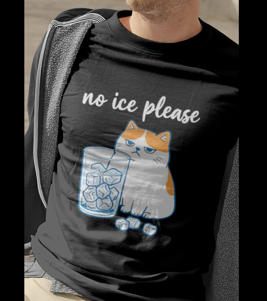 No Ice Please Cat Meme Cartoon Humor Ice Cube T-Shirt