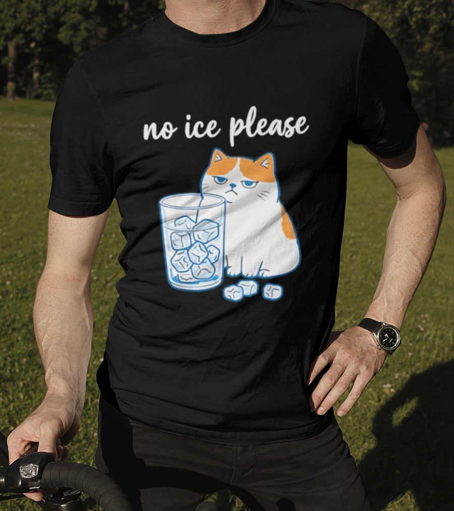 No Ice Please Cat Meme Cartoon Humor Ice Cube T-Shirt