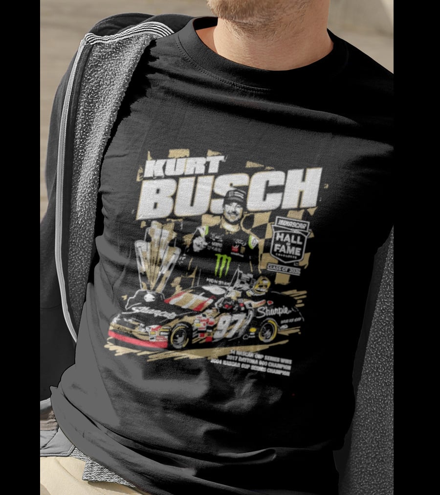 Kurt Busch 2026 NASCAR Hall Of Fame Champion Trophy Racing Legend NASCAR Cup Series T-Shirt