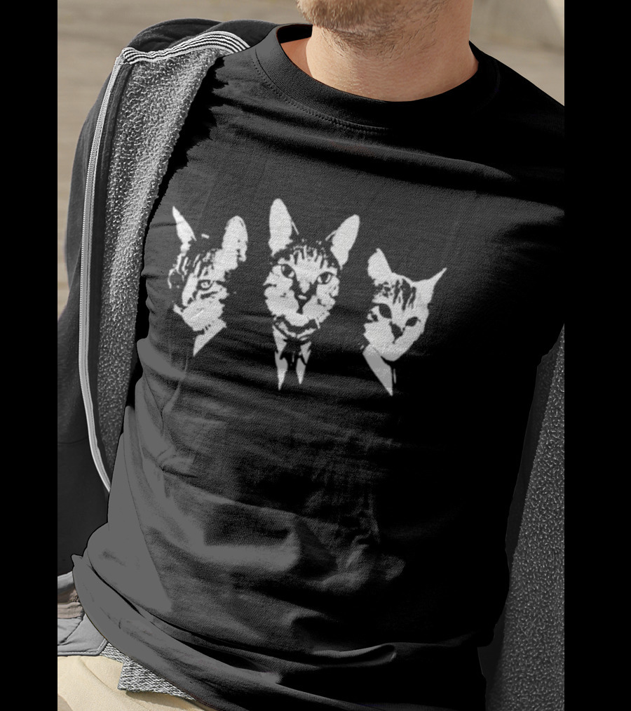 Three Cats In Suits Classic Feline Fashion T-Shirt