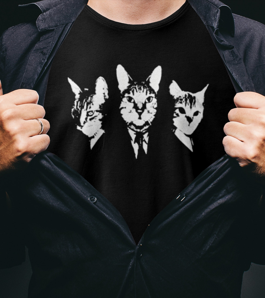 Three Cats In Suits Classic Feline Fashion T-Shirt