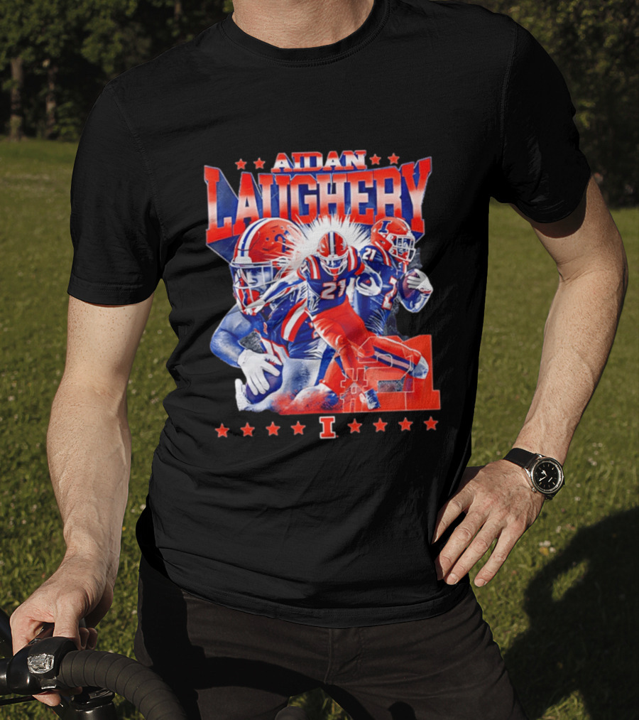Aidan Laughery Illinois Football NCAA Player 21 Collage T-Shirt