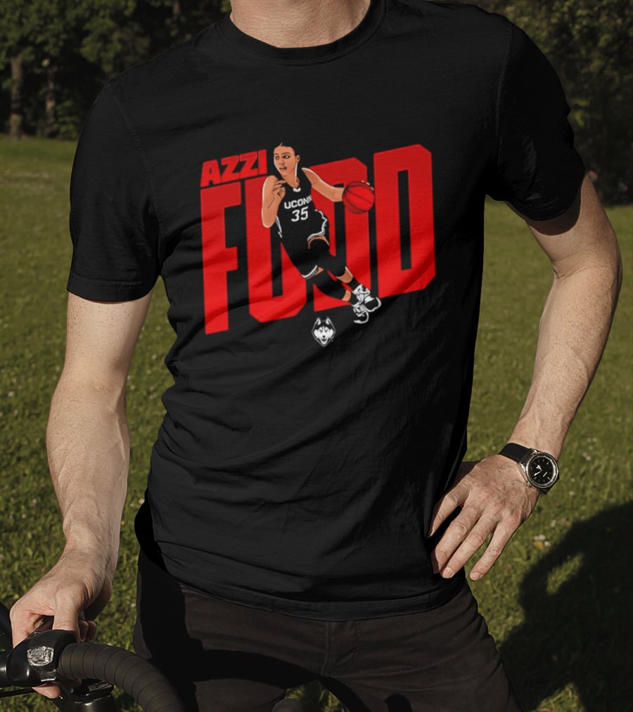 Azzi Fudd UConn 35 Basketball NCAA Fudd Red Block T-Shirt