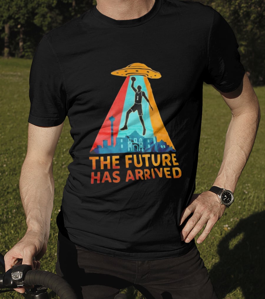 Basketball UFO Abduction Cityscape The Future Has Arrived T-Shirt