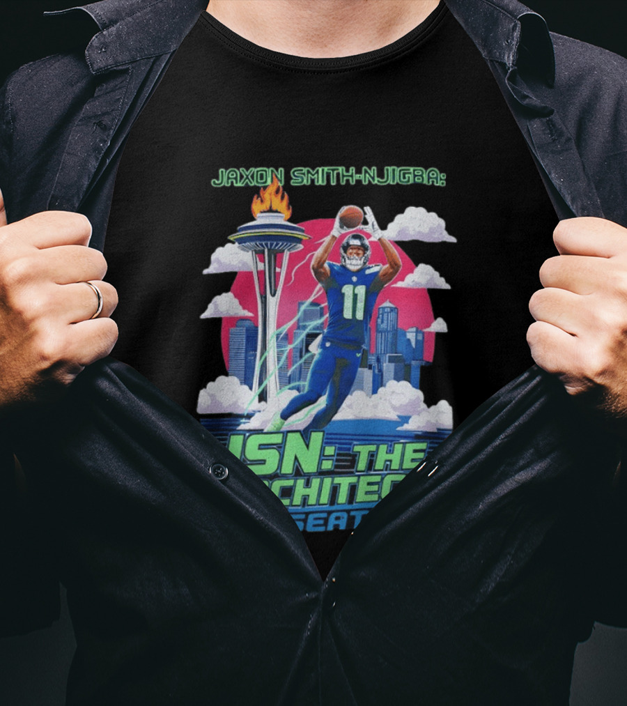 Jaxon Smith Njigba JSN The Architect Seattle Football Skyline T-Shirt