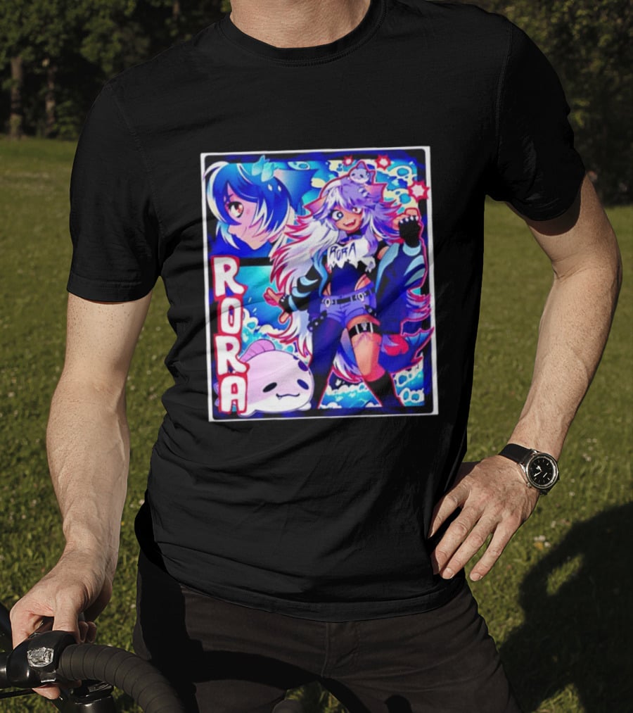 Rora Anime Character Vibrant Art With Cute Fantasy Elements And Pink Creature T-Shirt