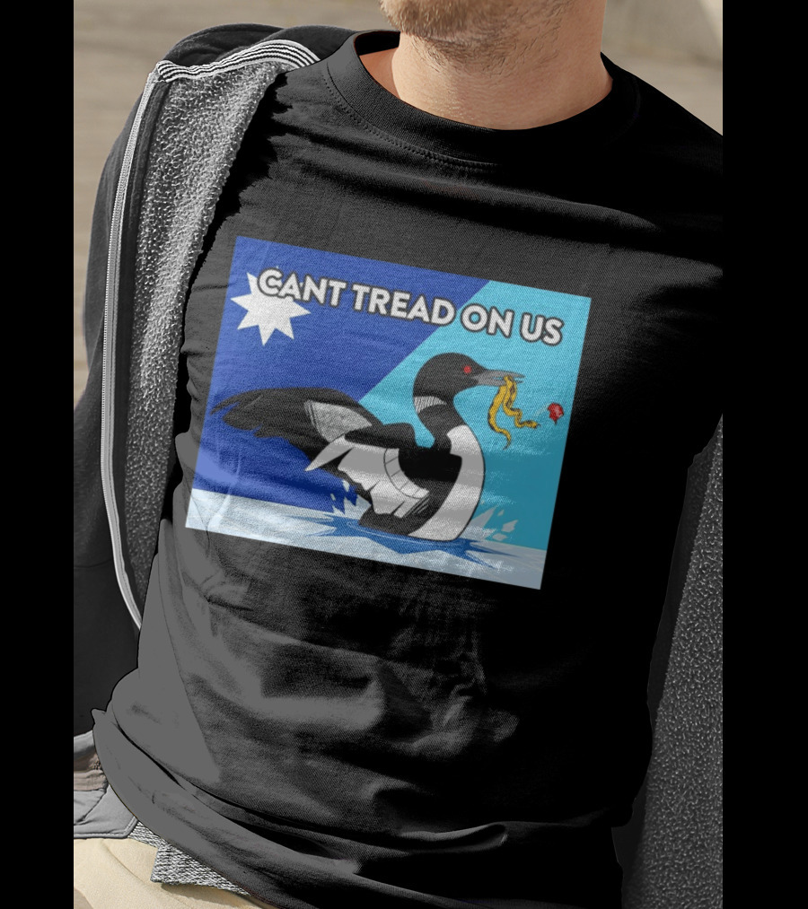 Can't Tread On Us Minnesota Loon Yellow Snake Black Bird Blue T-Shirt