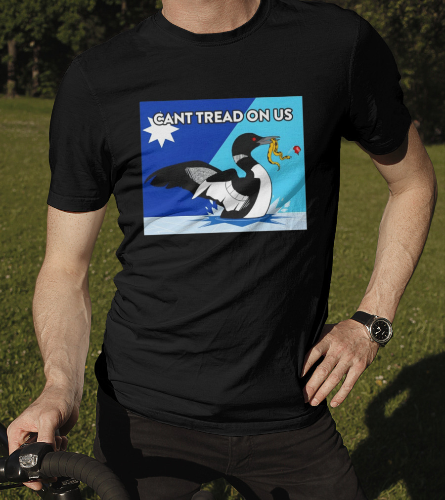 Can't Tread On Us Minnesota Loon Yellow Snake Black Bird Blue T-Shirt