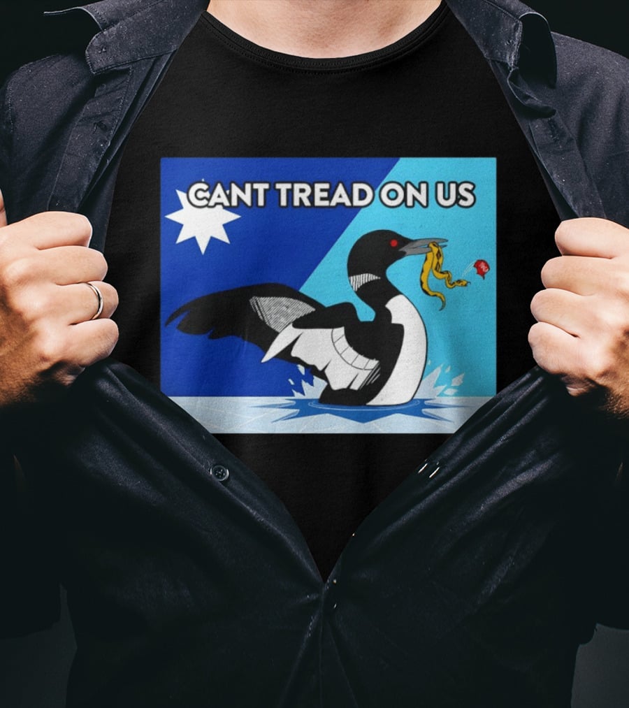 Can't Tread On Us Minnesota Loon Yellow Snake Black Bird Blue T-Shirt