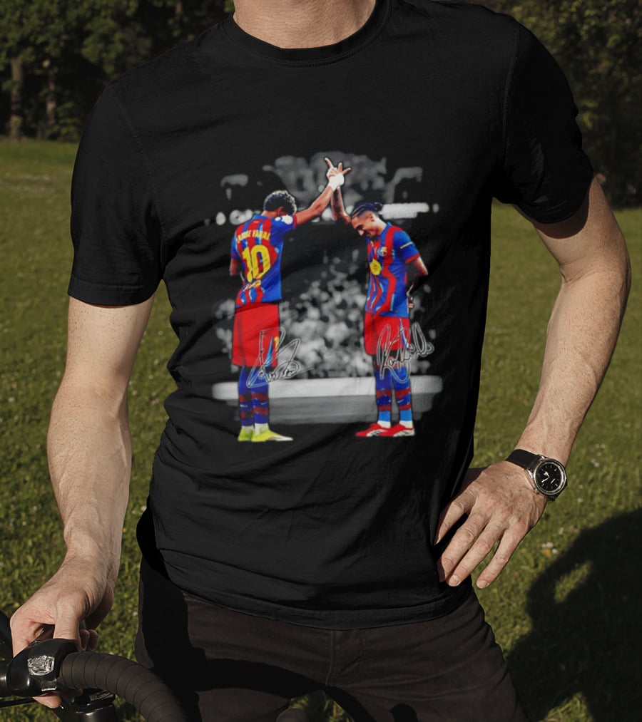 Lamine Yamal Raphinha Barcelona Brazil Soccer Duo Signatures T-Shirt
