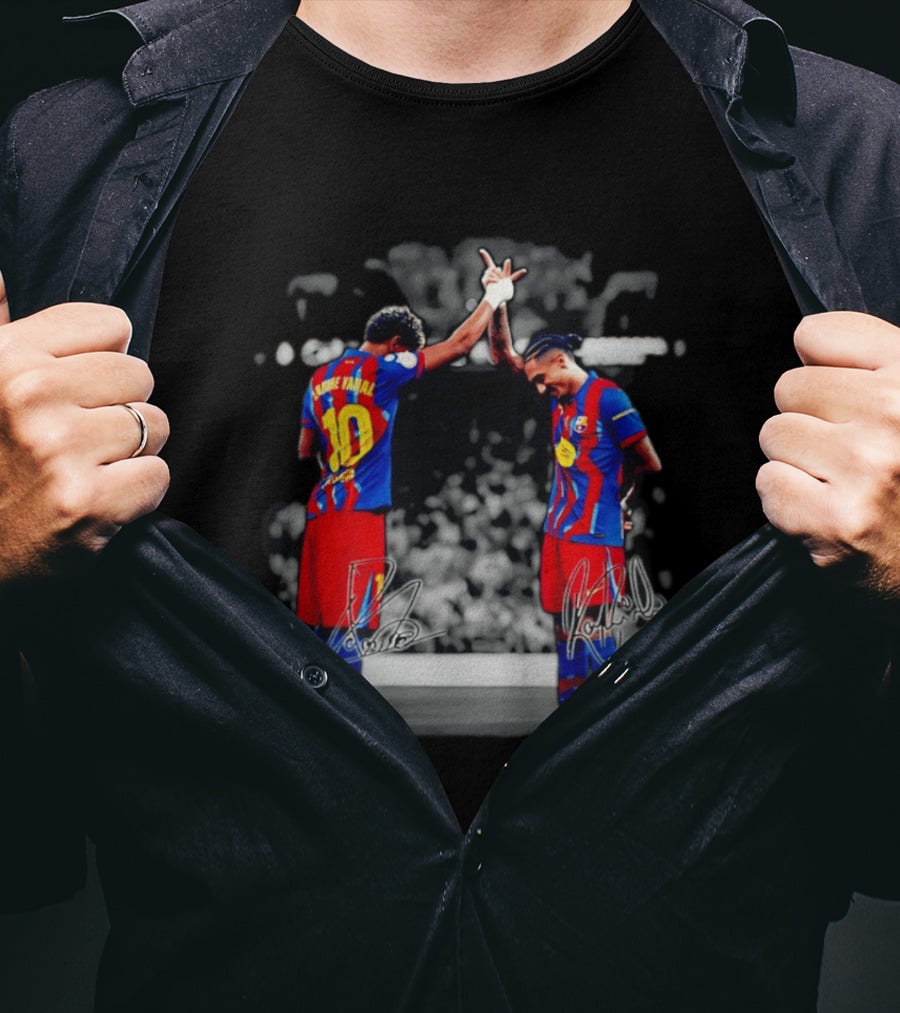 Lamine Yamal Raphinha Barcelona Brazil Soccer Duo Signatures T-Shirt