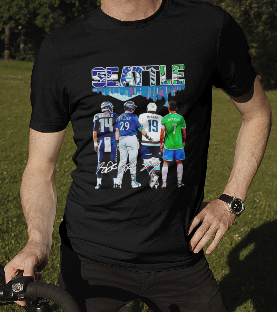 Seattle Sam Darnold Cal Raleigh Jared McCann Cristian Roldan Skyline T-Shirt