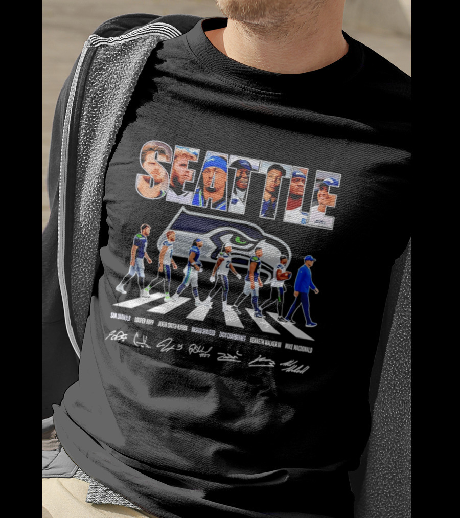 Seattle Seahawks Crosswalk Player Signatures 2026 T-Shirt