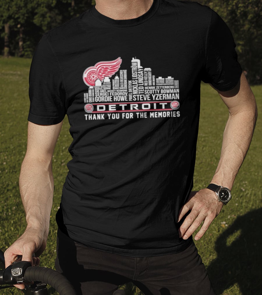 Detroit Red Wings City Skyline Steve Yzerman Thank You For The Memories T-Shirt