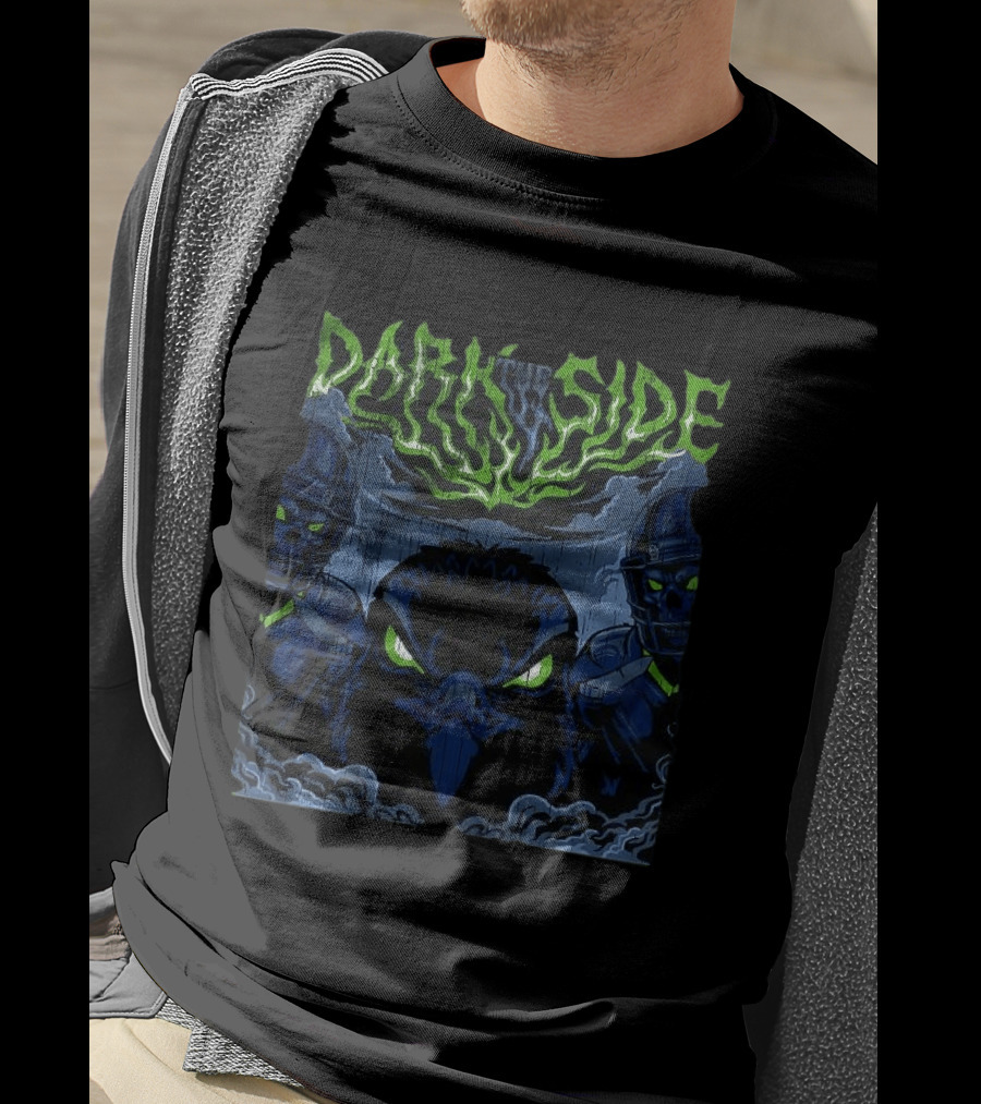 Seattle Seahawks Dark Side Night Vision Skull Eclipse T-Shirt