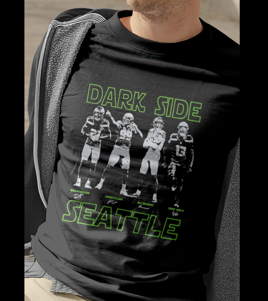 Seattle Seahawks 2026 Dark Side Defense Devon Witherspoon Leonard Williams Nick Emnanwori Ernest Jones IV T-Shirt