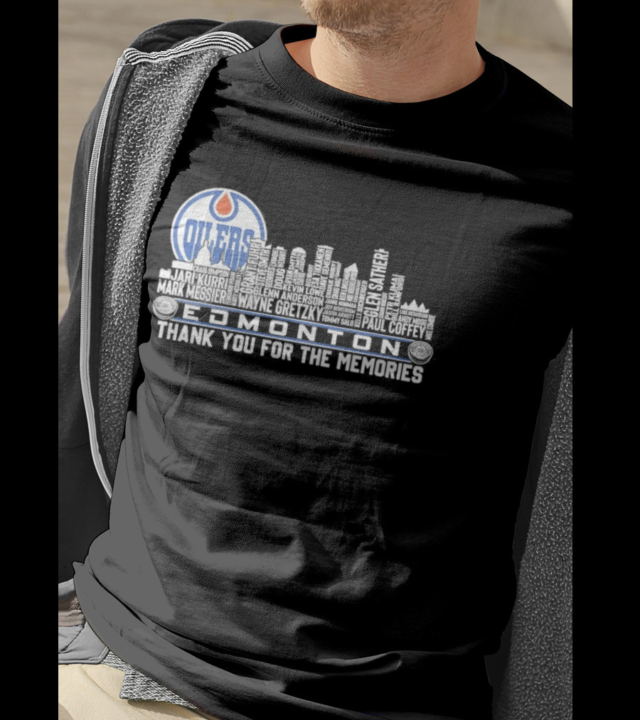 Edmonton Oilers Players City Skyline Thank You For The Memories T-Shirt