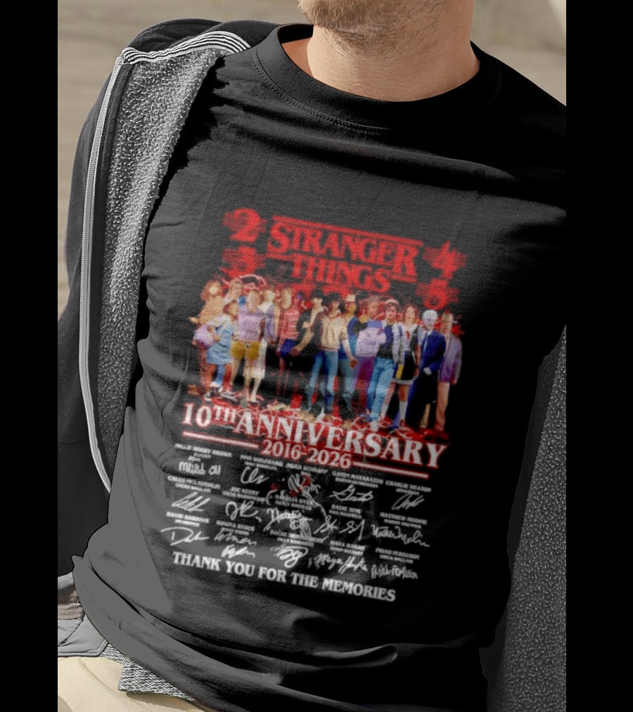 Stranger Things 10th Anniversary 2016 2026 Thank You For The Memories T-Shirt