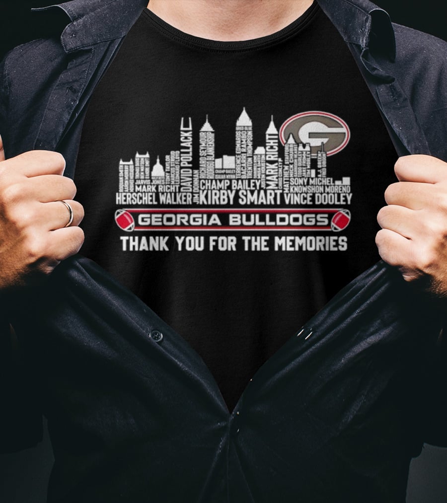 Georgia Bulldogs Players City Skyline Thank You For The Memories T-Shirt