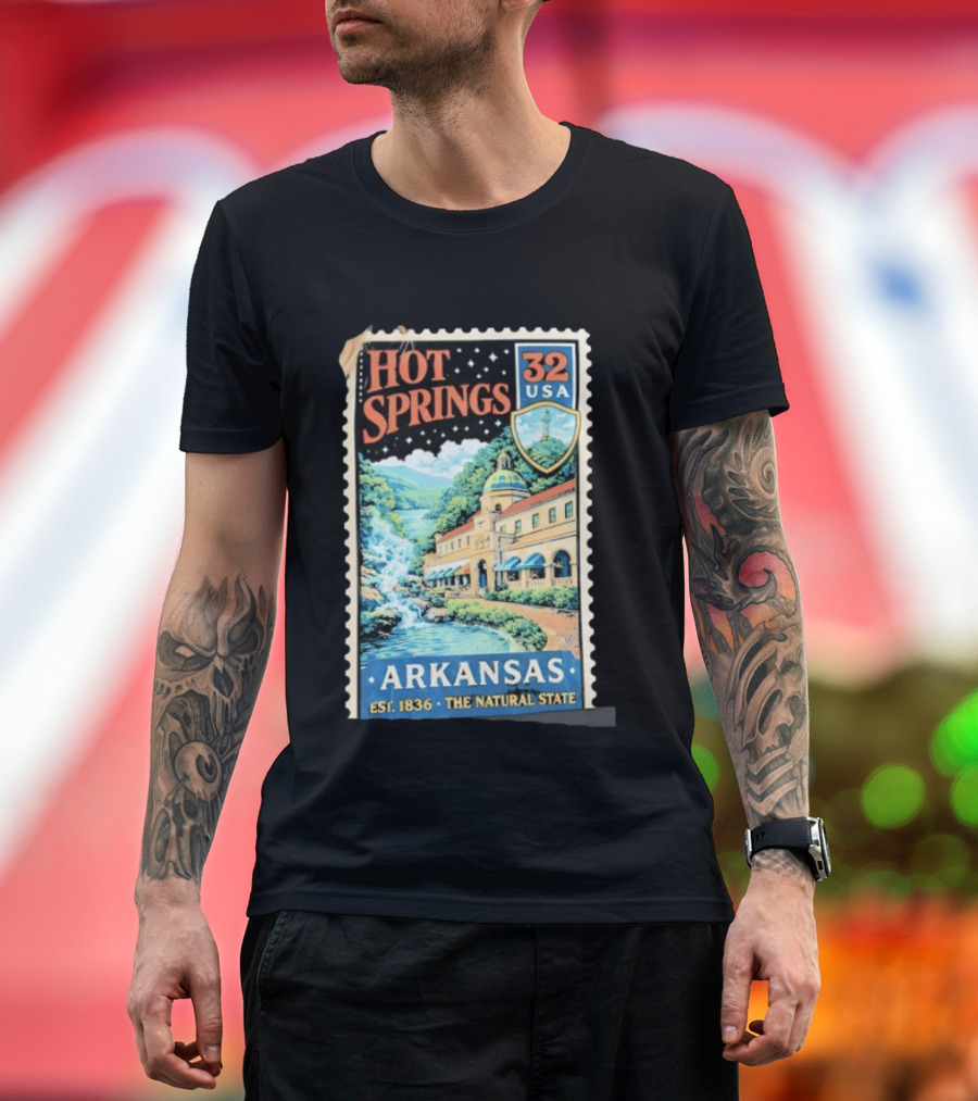 Hot Springs 32 USA Arkansas Established 1836 The Natural State Vintage Stamp T-Shirt