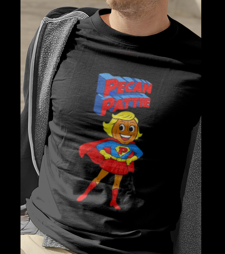 Pecan Pattie Superhero Character Red Blue Outfit T-Shirt